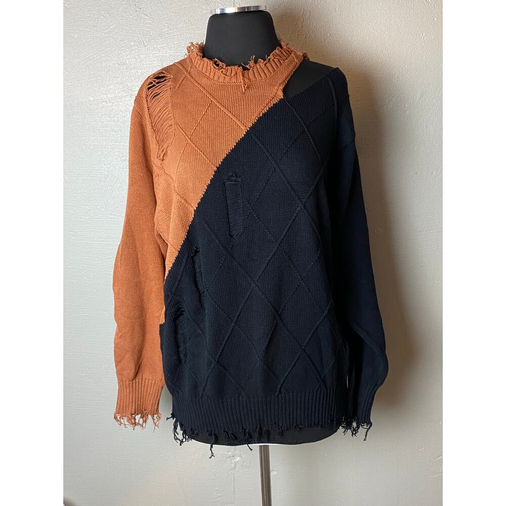NWT DANCE MARVEL Sweater Womens Medium Color Block Cutout Knit Trendy